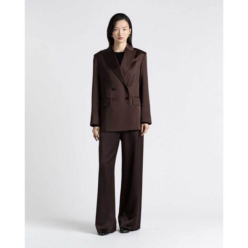 Cue Matte Satin Viscose Double Breasted Blazer image number 3